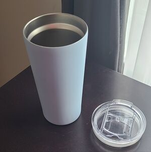 Indigo Stainless Steel Travel Tumbler in Light Blue with Clear Lid